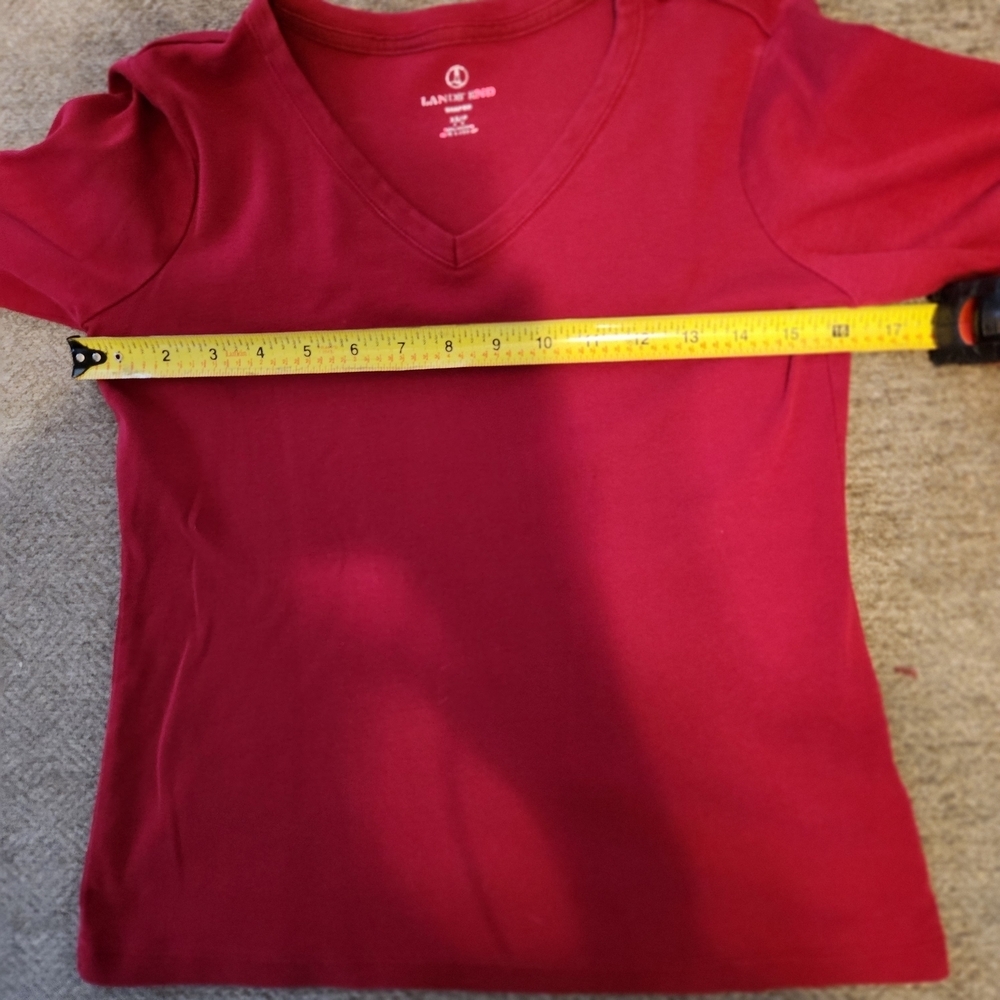 Land's End Red Long Sleeve V-Neck Top - Picture 3 of 6